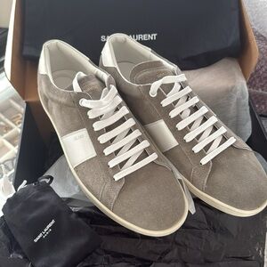 Saint Laurent Men's Sneakers in Gray and White